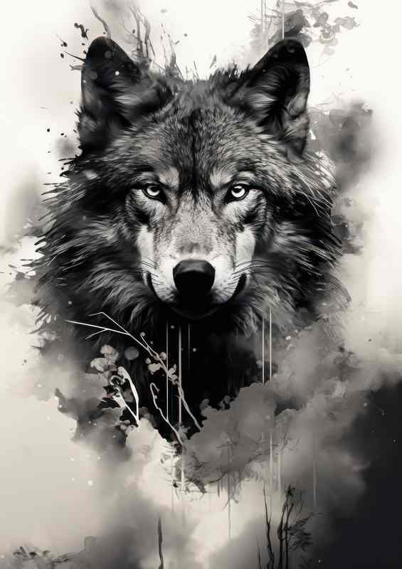 Black and white lone wolf