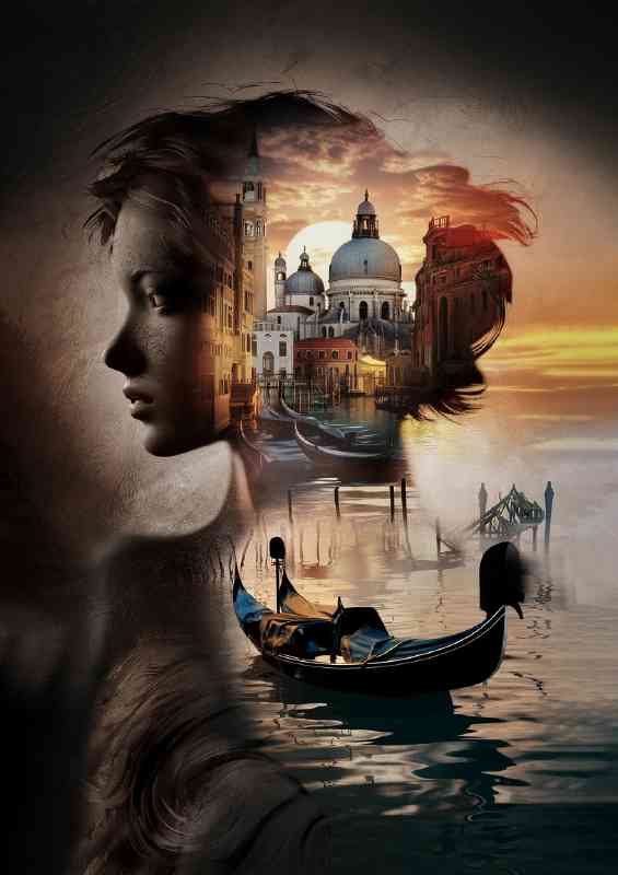 Lad in venice on the river