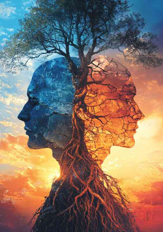 Man and woman with the tree of life growing out from there bodys