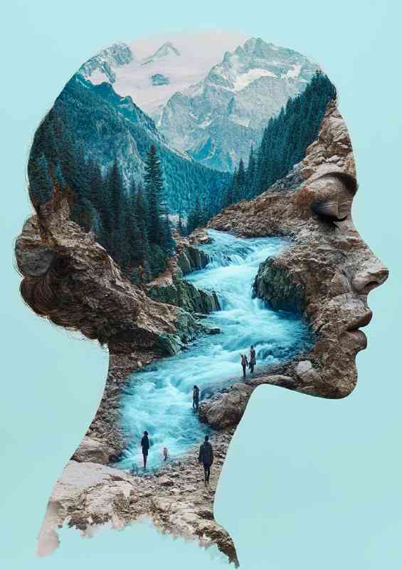 The face through the waterfall