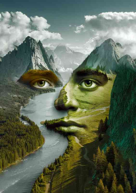 The hidden face in the mountains