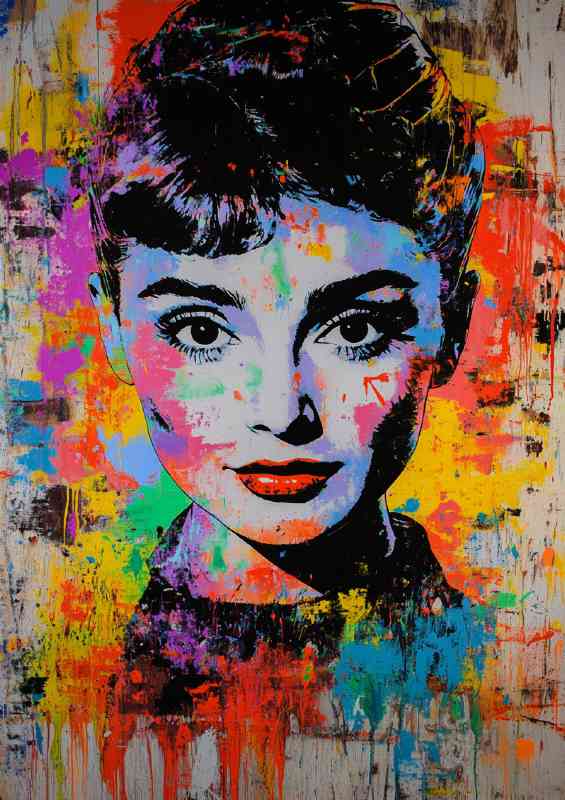 Audrey Hepburn portrait street art pop art