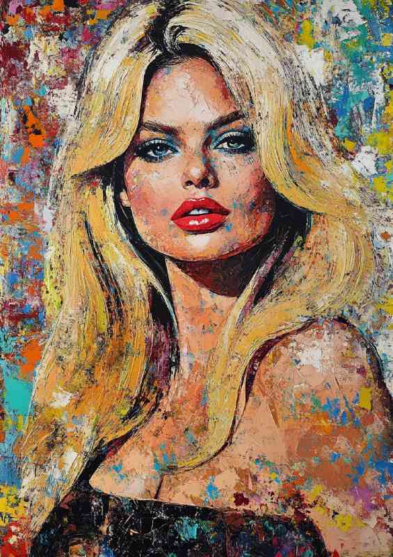 Brigitte Bardot made with colorful mixed media