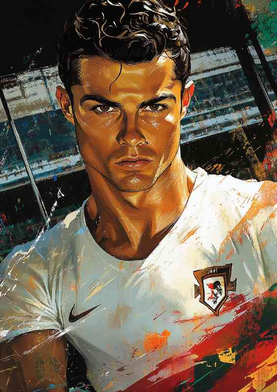 Cristiano Ronaldo in the style of Yoji Shinkawa splashed colour