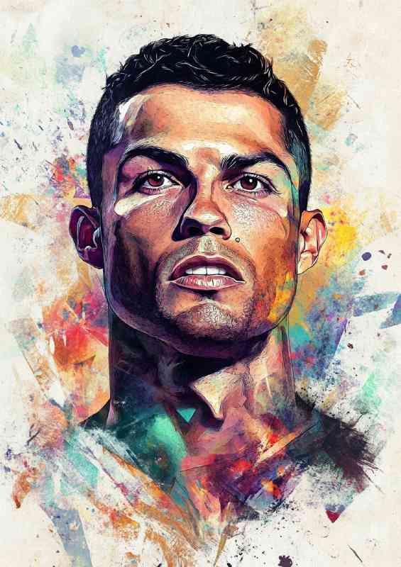 Cristiano Ronaldo in the style of graffiti splash art