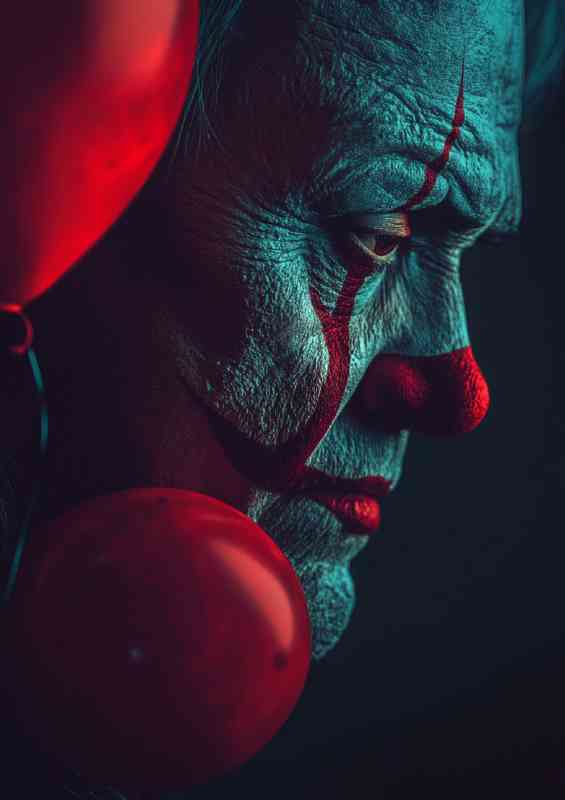 Realistic digital artwork of a clown red ballon