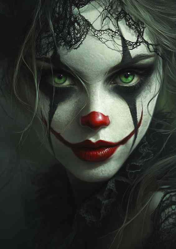 Beautiful woman with large green eyes and