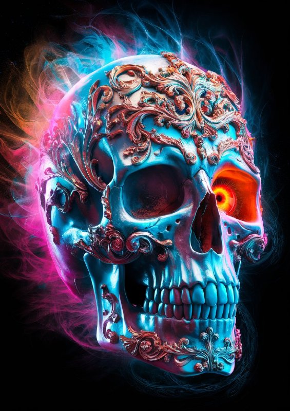 Detailed and vibrant skull intricately designed