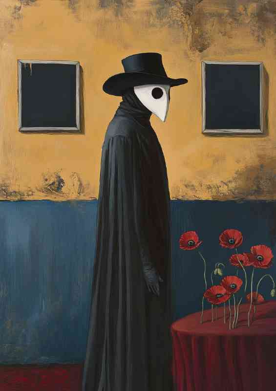 Simple painting of the plague doctor standing