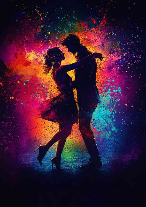 Dancing the tango with colorful splashes of colours