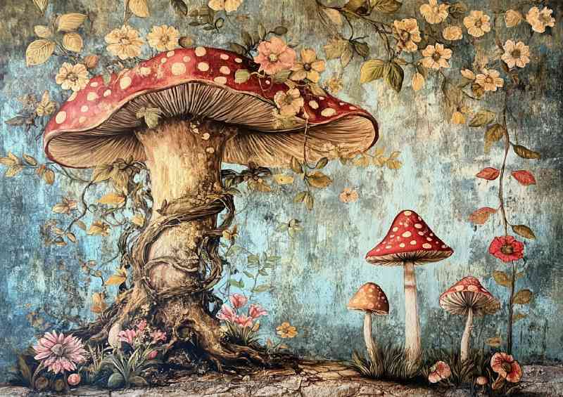 3d mushroom tree of life painting