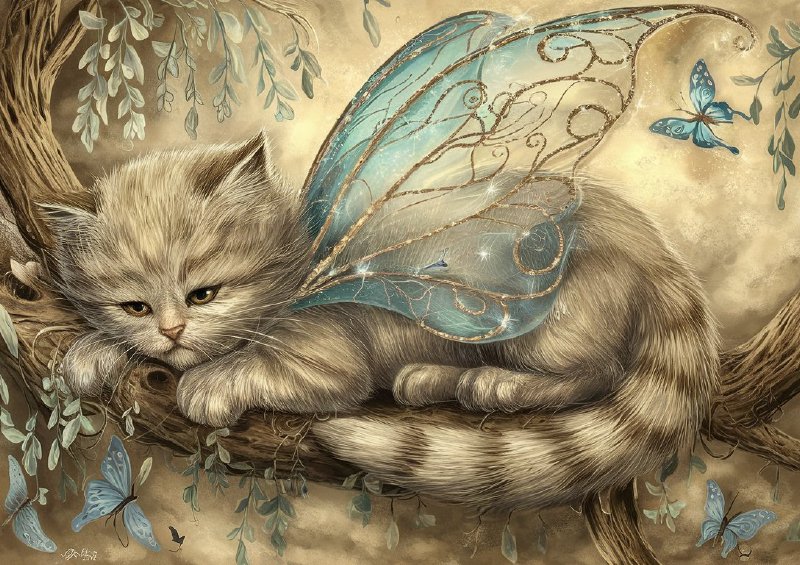 Scene of a feline creature possibly fairy like