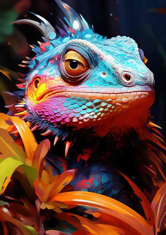 Lizard peeking out of the folliage