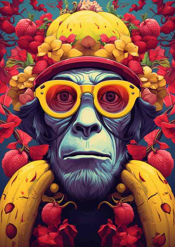 Monkey Mischief Cap Wearing Primates Among Bananas