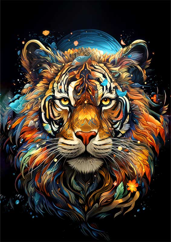 Rainbow tiger dark srarry night