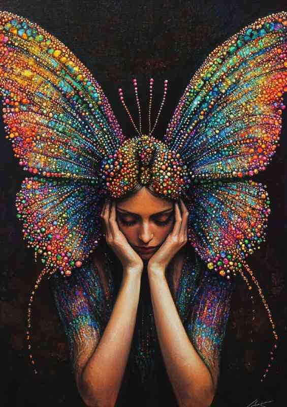 Woman with butterfly wings