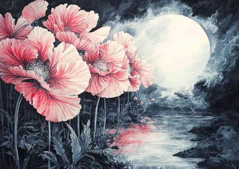 Watercolor painting of giant flowers