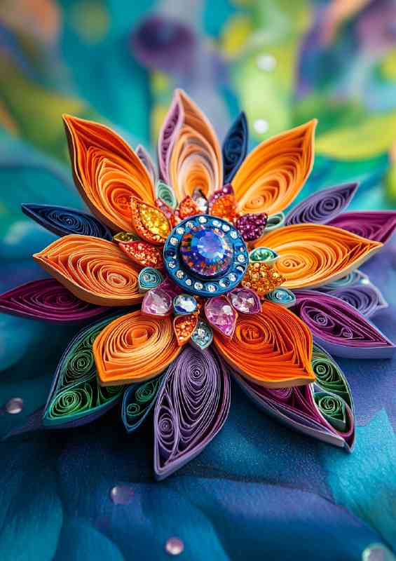 A colorful flower made of paper quilling