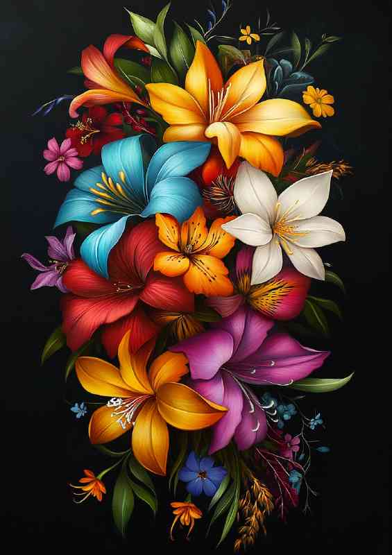 Colorful Flowers hyper realistic with vibrant colors