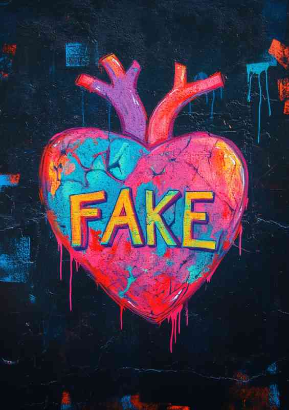Graffiti art of a heart Fake