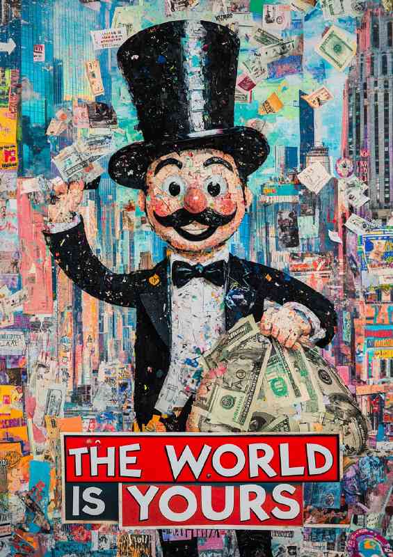 Graffitti artwork featuring the Monopoly man