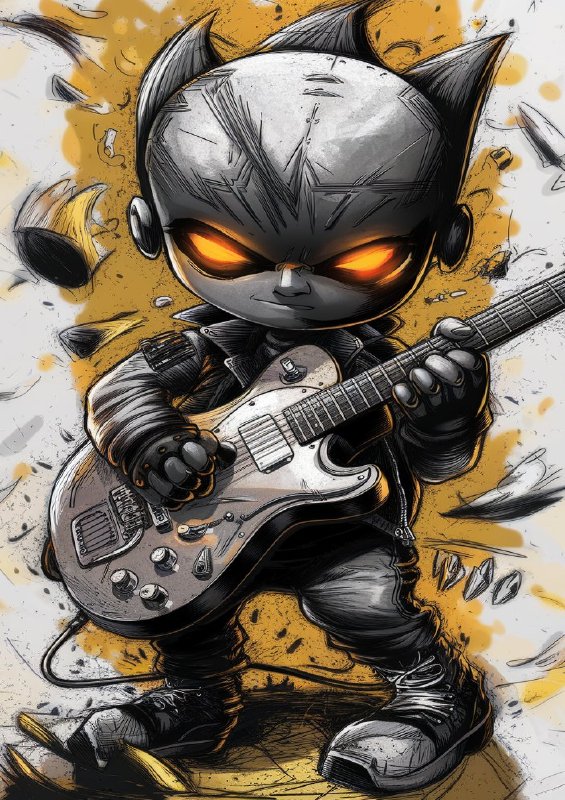 Stylized animated character with glowing orange eyes