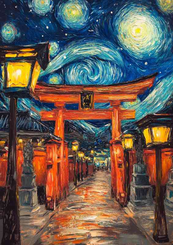 Oil painting of the iconic Torii gate at Miyajima