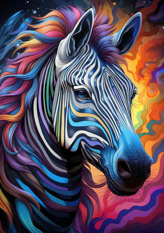Wonderful pose of a zebra in splendid colours