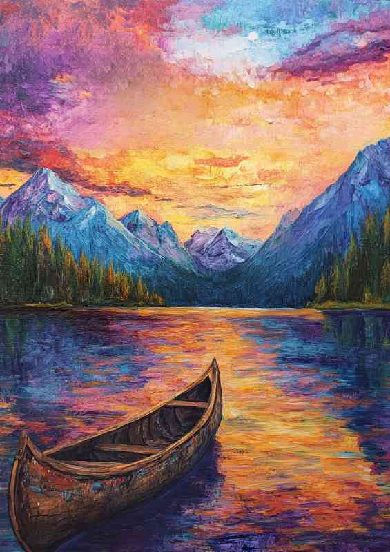 Lake with the old boat