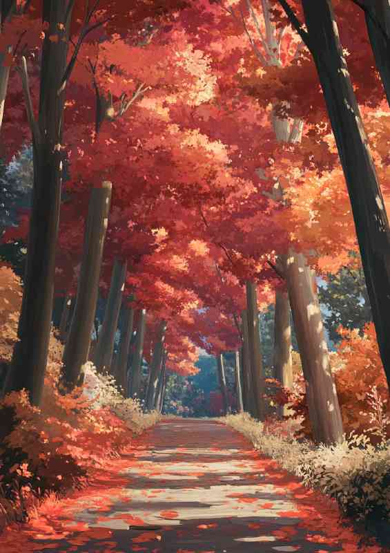 Forest path in autumn