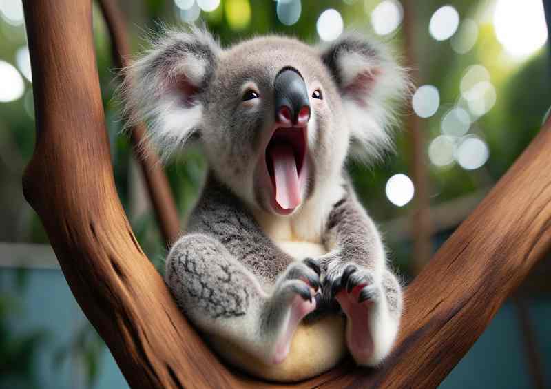 Aussie Adorable Yawning Baby Koala