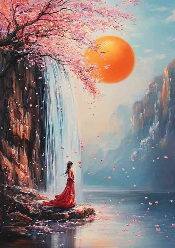 Style of a Chinese ancient girl orange moon