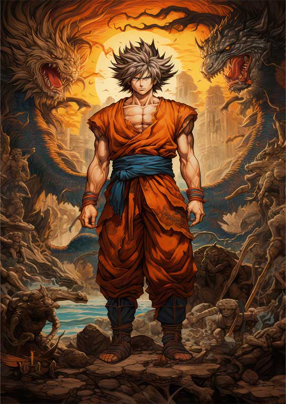 Goku is surrounded by monsters