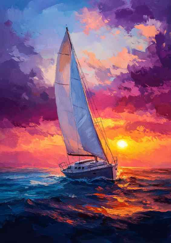 Sailing boat in the sea sunset sky