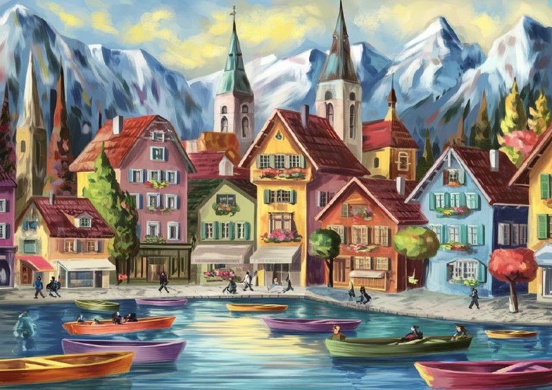 Picturesque european market town