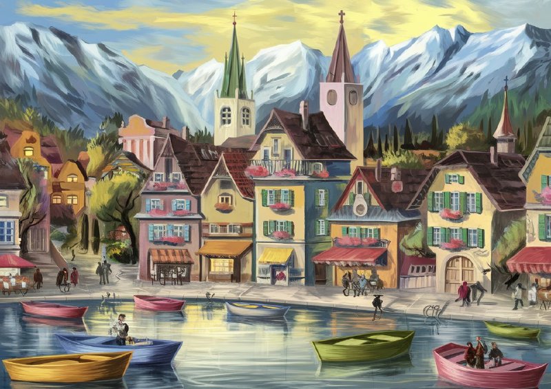 Picturesque market town nestled between towerig mountains