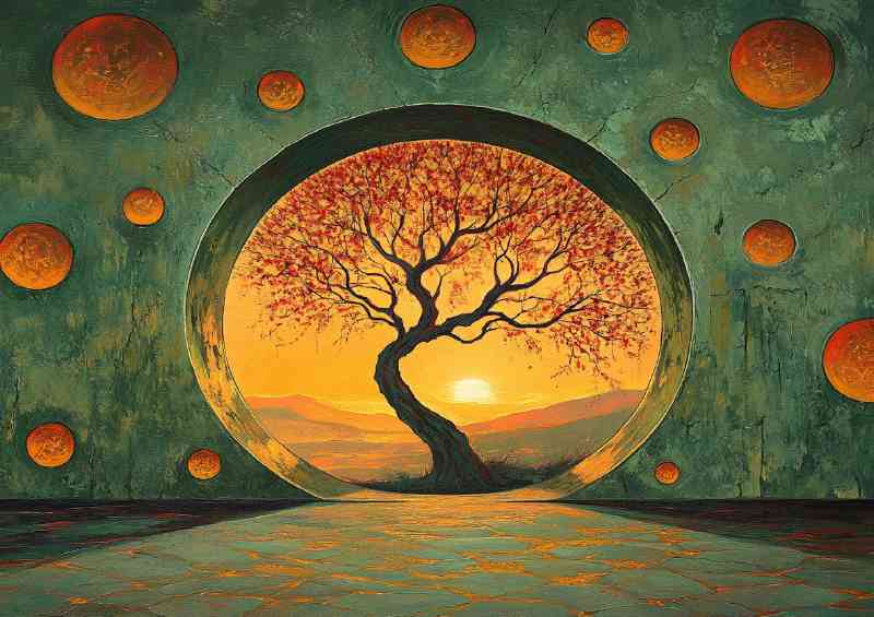 Center of an ancient circular room there is a tree