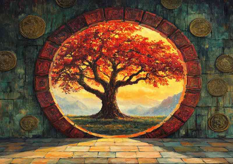 Tree an ancient symbol for life through the window