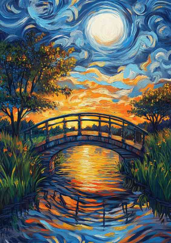 A small bridge over the river surrounded by daytime stream