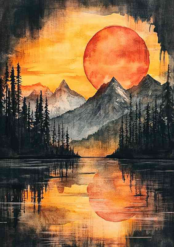 Watercolor painting of an epic mountain