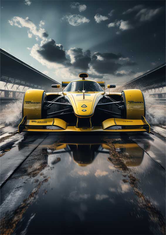 Yellow Sports Car Driving On Track