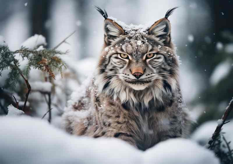 Lynx in finland in the snow