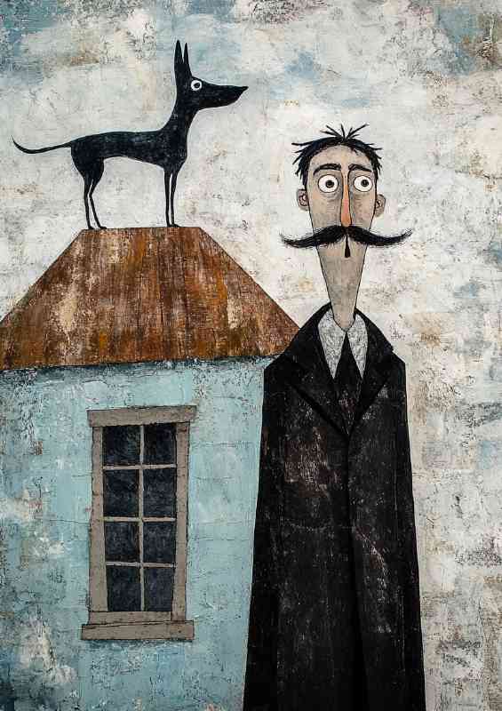 A man with a black mustache lost his dog