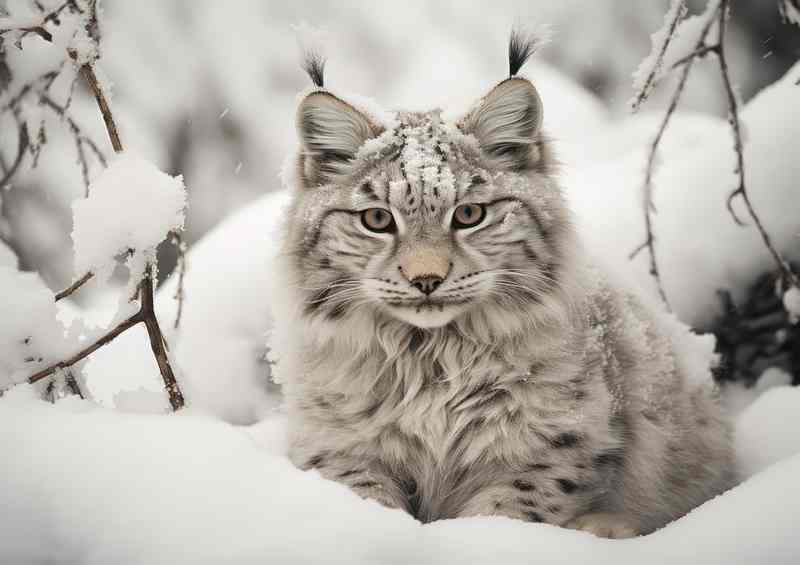 Lynx in the snow in winter time