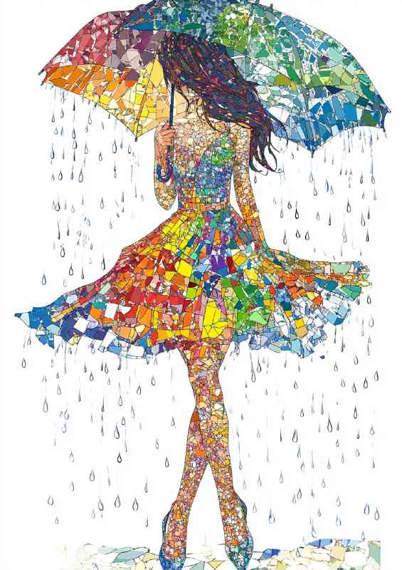 Girl with an umbrella in the rain