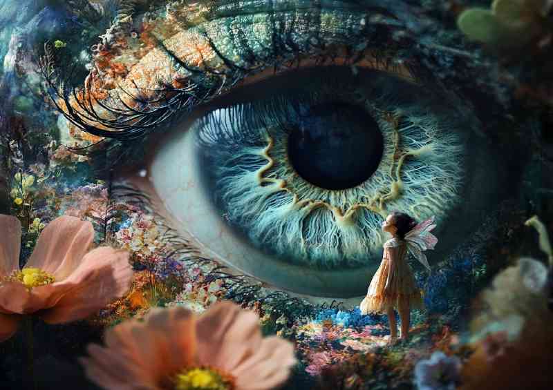 Eye is watching over the girl a small fairy