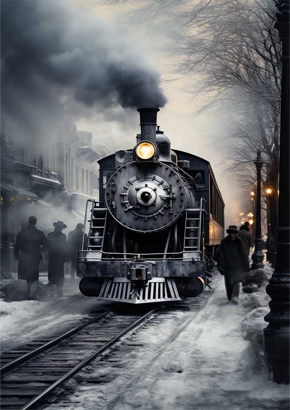 Stram Train Enreting The Station And People Leaving
