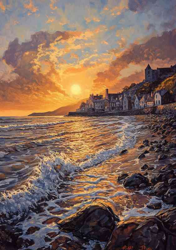 A beautiful oil painting of the sunset over Barmouth c9e3b486-94f6-4134-98de-7455eefdce29