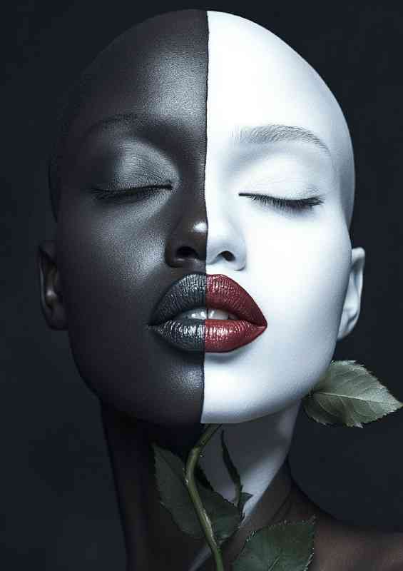 Beautiful African woman with a bald head her face