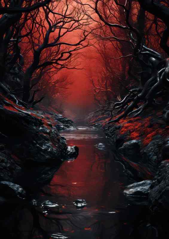 Crimson Skies Over Enchanted Forest